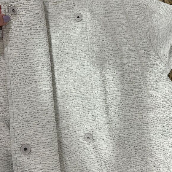 Eileen Fisher Off White Snap Closure Classic Fit Textured Jacket Size M - Picture 12 of 12